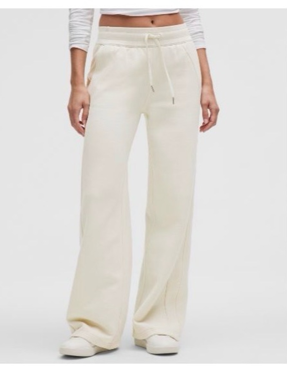 Lululemon Women's Scuba Mid-Rise Wide-Leg Drawstring Lounge Pants - Bone Color